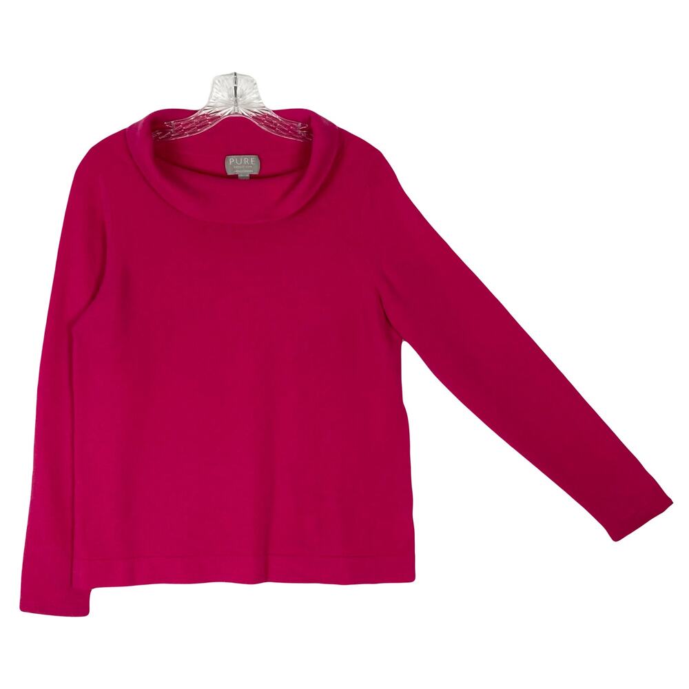 NWOT PURE COLLECTION Sweater~8/10 Cashmere Hot-Pink Cowl-Neck Long-Sleeve